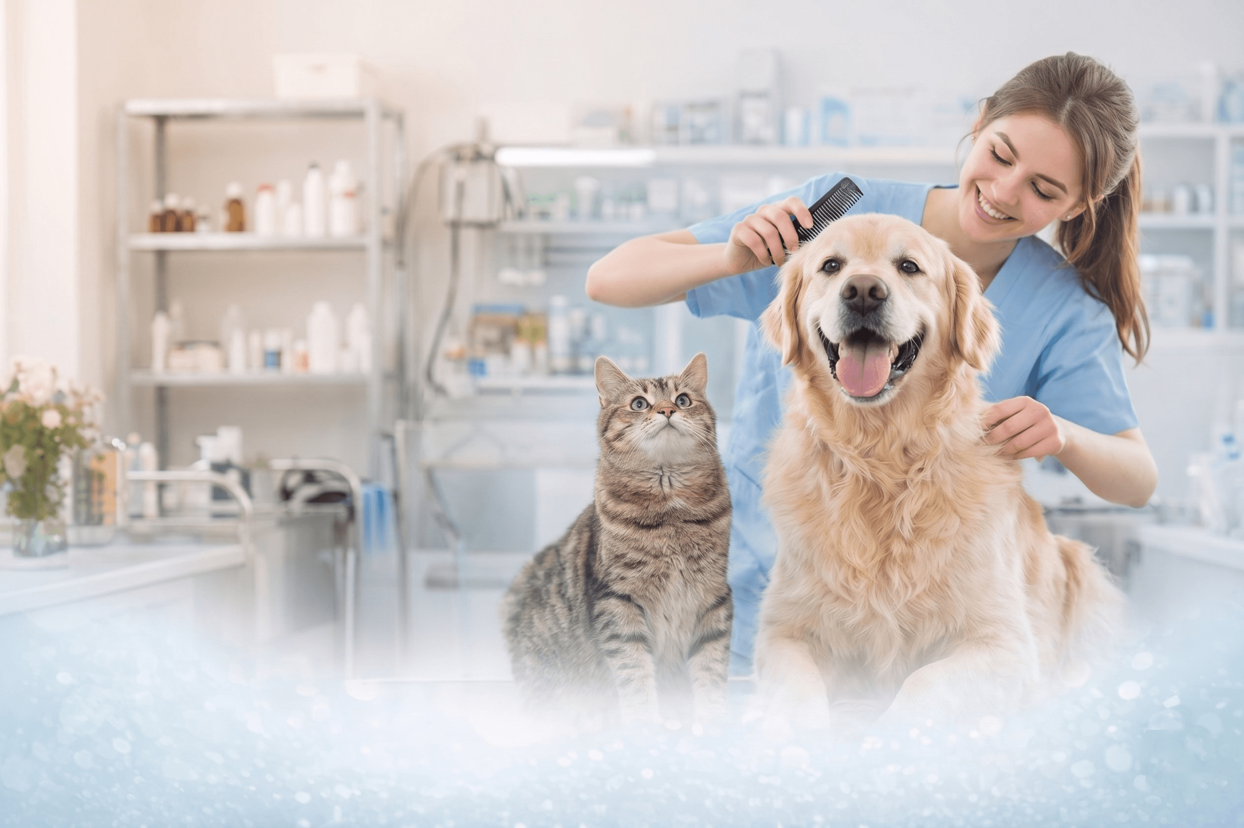 Veterinarian with a happy dog